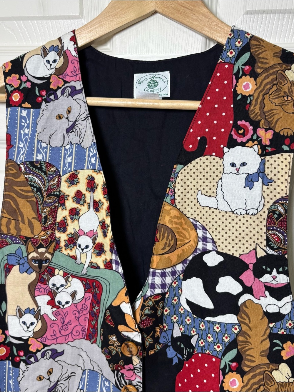 Vintage Faith Mountain Company Cat Lover Vest Women's Small Made USA Grannycore - Picture 4 of 5